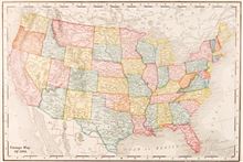 Map Of USA - Vintage 1896